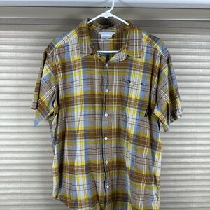 Columbia Casual Brown and Yellow Button Down Shirt
